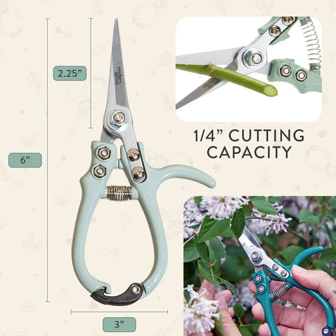 Herbs And Flowers Pruning Shears With Easy Lock Dope Lightweight Garden Snips For Precise Cuts Carbon Steel Blades And Reusable Holster