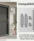 4 Pack Storm Door Hinge Replacement Kit With Aluminum Hinges And Steel Spring Pins for storm doors showing parts and door.
