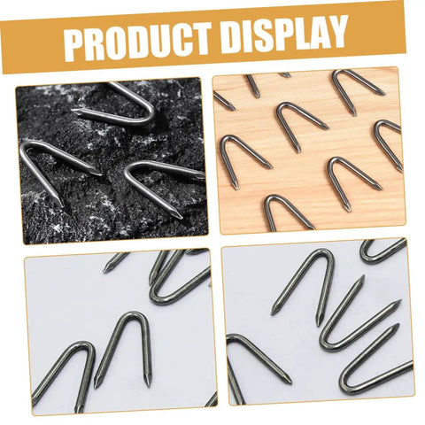 U Shaped Garden Stakes And Fixing Nails Set For Fences And Ground Anchors Pro Grade 100 Piece U Nails For Easy Garden Projects