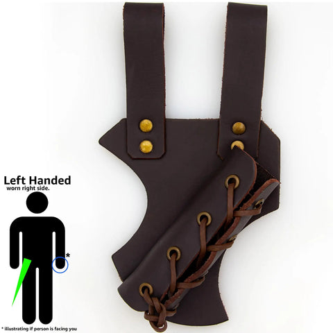 Left Handed Medieval Renaissance Leather Sword Frog For Longsword And Shortsword Holster Genuine Cowhide Deep Brown Finish Handcrafted