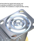 Heavy Duty Universal Caster Wheels With Secure Locking Brakes And Scratch Free Tires base plate with regular hole spacing for easy installation.