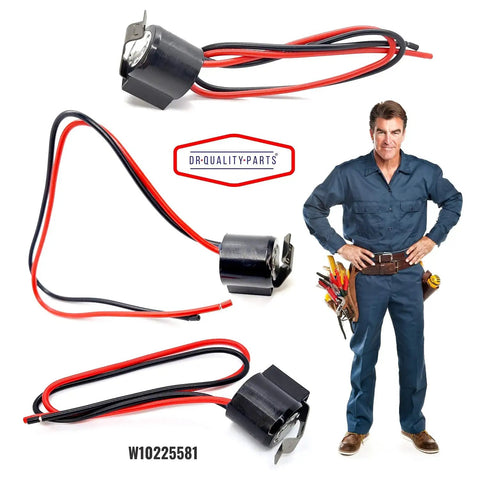Fridge Defrost Thermostat Bimetal Replacement Part For Easy Install No Fuss Fixes Temperature Control Issues Fridge Too Warm Or Freezer Not Defrosting Fits Whirlpool WPW10225581 PS11750673 2149849 By DR Quality Parts shown with red and black wires