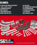 256 Piece Mechanics Tool Set With 72 Tooth Low Profile Ratchet And 2 Drawer Tool Box Pro Grade All In One Kit displayed
