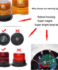 Solar Strobe Warning Light With Strong Magnetic Base Waterproof Outdoor Beacon shown with housing and components.