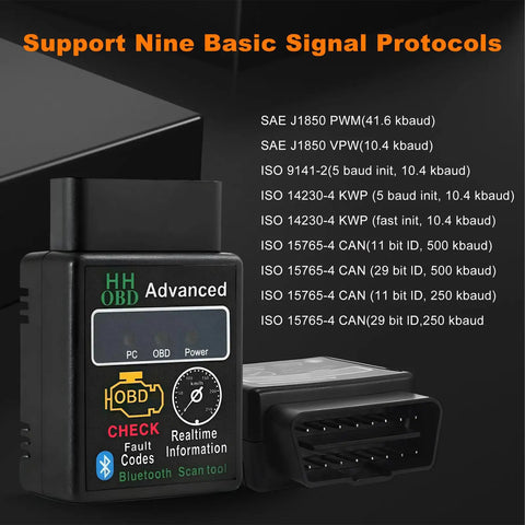 Bluetooth OBD2 Scanner For Car Wireless OBDII Diagnostic Tool Engine Code Reader And Slick Fault Diagnosis Tester
