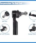 4Pcs Front Inner Outer Tie Rod Ends Kit For Ford Escape 2009 2012 And Mazda Tribute 2010 2011 Drag Link Steering Suspension Upgrade For A Smoother Ride And Dialed In Handling, black metal ball stud with rubber dust boot