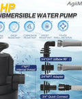 Real Heavy Duty Submersible Sump Pump 1 Hp 5000 Gph Automatic Water Discharge System showing fittings and connections for easy installation.