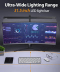 Ultra Wide LED Desk Lamp With Clamp For Your Home Office Eye Care, 31.5 Inch Long Lighting Bar over monitors and desk setup
