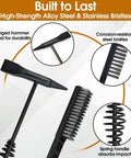 Heavy Duty Chipping Hammer And Wire Brush Set 10.6 Inch With Spring Handle For Weld Slag Removal