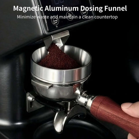 Heavy Duty 51mm Espresso Accessories Kit With Dual Head Coffee Distributor And Tamper WDT Tool And Magnetic Dosing Funnel For Even Extraction Fits 51mm Portafilters And Home Barista Machines in use