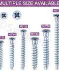 130-Piece Confirmat Screw Kit With 6 Sizes M5 x 35/40/50 And M7 x 40/50/70 Zinc Plated Carbon Steel Phillips Countersunk Self-Tapping Screws