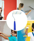 Pro Grade Paint Roller Kit With Solid Frame And Click Swap Sleeves For Flawless Wall Painting and Crisp Edging during DIY painting.