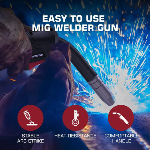 Top Notch ARCCAPTAIN MB15 15AK MIG Welding Gun Torch Stinger With 10 Ft Cable For Serious Pros Needing Superior Conductivity And Long Life Copper Wiring For Heavy Duty Shop Jobs Today in use with sparks flying.