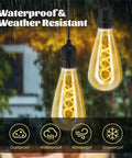 Two Pack Hanging Solar Lights With Glass Edison Bulbs Solar Powered Lanterns Outdoor Waterproof LED Garden Decor For Patio Yard And Tree Cozy Candlelight Ambience For Parties And Relaxed Evenings
