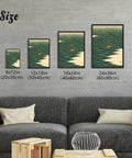 Four Ocean Rowing Boat Canvas Print Framed In Black 12 By 18 Inches, Minimalist Contemporary Wall Art For Living Room On Display