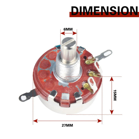 Rotary Potentiometer 4.7K Ohm 2W Linear Taper With A03 Control Knob showing dimensions 27mm x 15mm x 6mm
