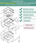 Diagram of Glass Shelf Replacement for Whirlpool Kenmore Maytag Amana Crosley Refrigerators with part numbers