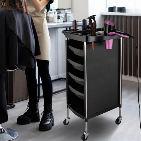 Mobile Hair Salon Tool Cart With Six Layer Design On Wheels For Spa Tattoo Studios Space Saving Barber Station Trolley with tools
