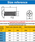 Size reference chart for Heavy Duty Pure Copper Phillips Head Cross Recessed Machine Screws Number 10 Thirty Two By Eight Millimeter Long.