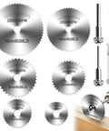 Heavy Duty 9 Piece Drill Cutting Wheel And Saw Bit Set For Rotary Tool With One Quarter Inch Hex Shank Built For Metal Wood And Plastic