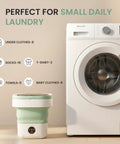 Totally Foldable Hella Portable Washing Machine With Heavy Duty Spin Basket And Three Fast Wash Cycles Super Compact 16 Liter with laundry capacity guide.