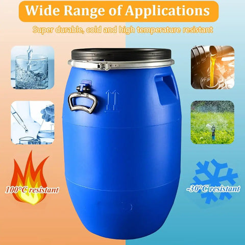 Heavy Duty Food Grade Plastic Barrel With Lid 120L Blue Drum For Home Brewing Storage And Farm Or Industrial Use Leak Proof Seal