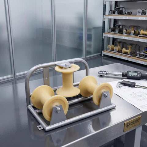 Heavy Duty Cable Guide Pulley Built Tough With Steel And Aluminum Wheels For Slick Wire Routing and Quick Line Shifts on Busy Job Sites.