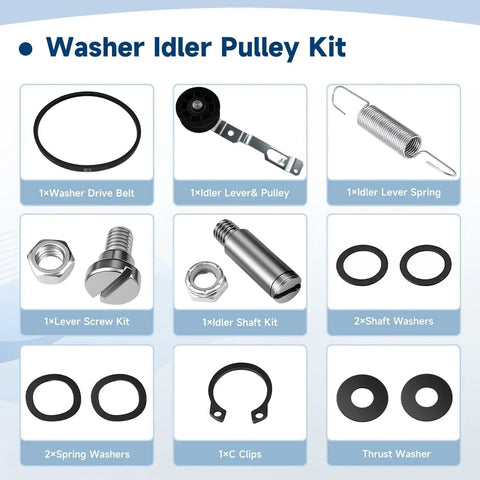 Washer Idler Pulley Kit With Lever And 27 Inch Belt Tensioner For Alliance Laundry Systems Speed Queen Huebsch Primus Unimac Ipso Cissell Econo Washers Replace 959P3 38174 38225p UNMC959P3 202032, parts kit