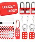 Lockout Tagout Kit For Electrical Safety, OSHA Compliant Group Lockout Hasps, LOTO Tags, Padlocks, Keys, Bag, Zip Ties