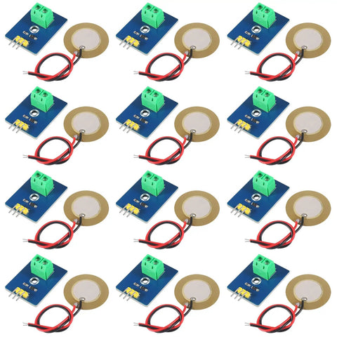 12Pcs Piezo Vibration Sensor Module For Arduino Diy Kit 3.3V Or 5V Analog Ceramic Piezo Element Board With Compact 30mm By 23mm