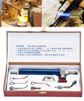 Portable Oxygen Torch Kit with Interchangeable Nozzles shown in a case with various tips and tools.