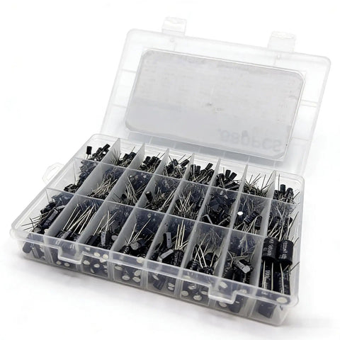 Must Have 680 Piece Electrolytic Capacitor Kit With 24 Sizes Ranging From 0.1uF To 1000uF In 16V 25V And 50V Aluminum Radial Lead Capacitors