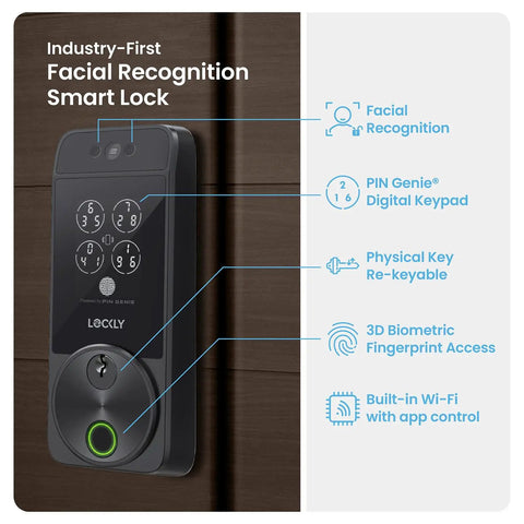 Heavy Duty Biometric Smart Deadbolt With Lightning Fast Facial Recognition And Snappy Fingerprint Unlock For Totally Hassle Free Keyless Entry Security On Your Main Door