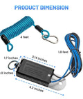 Road Ready Trailer Breakaway Switch With 4 Foot Coiled Cable And Rugged Carabiner dimensions and features