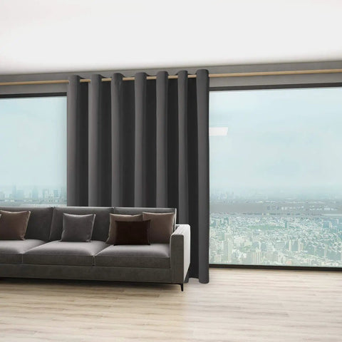 Extra Wide Room Divider Curtain 96X150 Inch For Total Light Blocking And No Sweat Rod Prep With Heavy Duty Metal Grommets, dark grey.