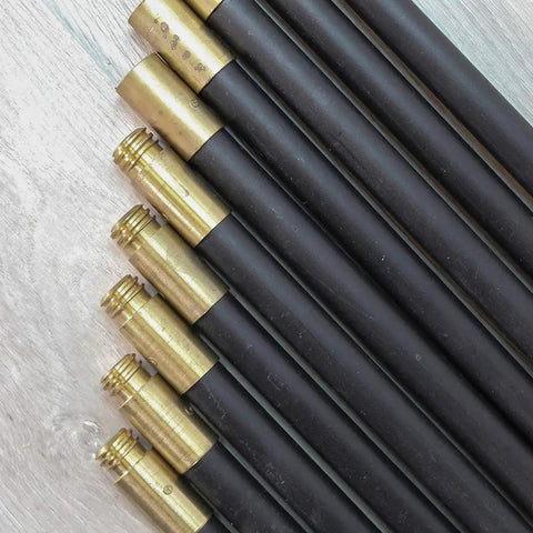 Heavy Duty Drain Cleaning Rods 9 Meters Long With Ten Flexible Interlocking Tubes Rust Proof Brass Couplings showing brass ends.