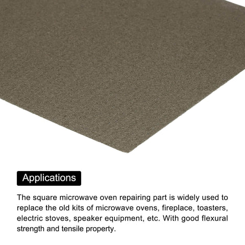 Close-up of a mica sheet, part of the Waveguide Cover Mica Sheets DIY Fix Kit 6 By 6 Inch 0.008 Inch Thick High Temp 1050°C Microwave Oven Repair Plates Pack Of 10 With Scissors For Microwave Ovens Fireplace Toasters Stoves And Speaker Equipment.