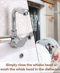 Cleaning Rechargeable Milk Frother On The Go 2 Speed Portable Travel Frother Electric Milk Foamer with whisks under faucet and dishwasher