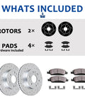 Front Drilled and Slotted Brake Kit With 12.56 Inch Rotors and Ceramic Pads For 6 Lug Toyota includes rotors and pads