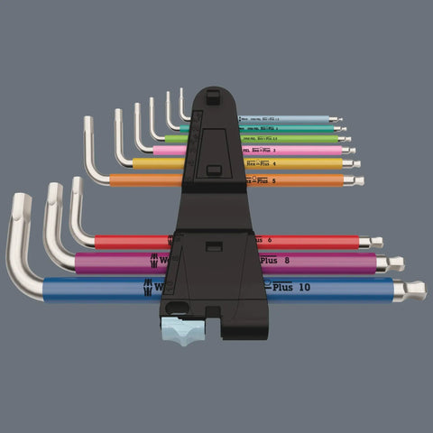 Hex Plus Multicolor Imperial Stainless Steel 9 Piece Hex Key Set With Color Coded Plastic Sleeve And Easy Finder For Imperial Size Screws Rust Resistant Long Lasting Socket Head Tools on display