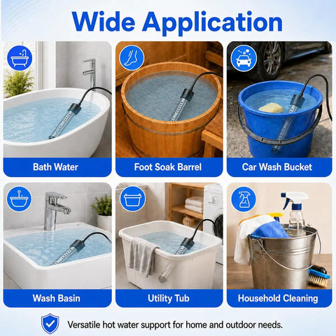 Heavy Duty 2 Pack 2000W Electric Immersion Water Heater With Digital Gauge For Instant Hot Water Fix in various applications.