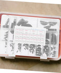 135 Piece Woodruff Key Assortment Kit In Carbon Steel For Shaft And Pulley Applications with labeled compartments in box