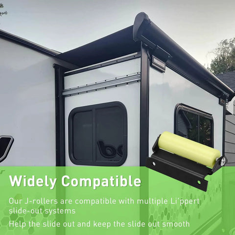 Slide Out Rollers Replacement For Lippert J36 Service Roller 2 Pack For RV And 5th Wheel Slide Outs close-up view installed