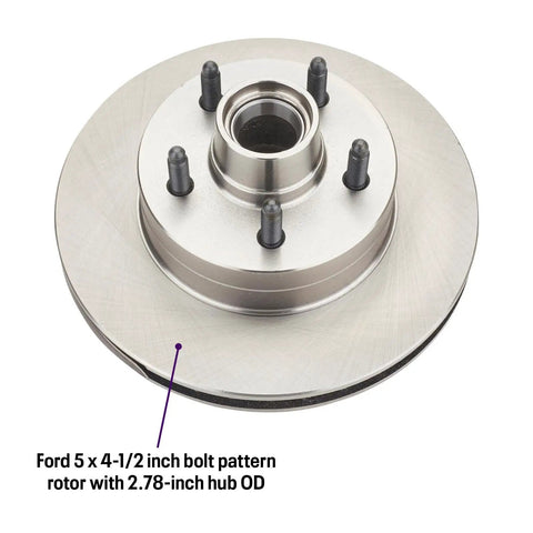 Front Disc Brake Conversion Kit For 1937 1948 Ford Cars And 1937 1947 Ford Pickups With Spindle 11 Inch Rotors GM Style Calipers Semi Metallic Pads For Quick Install showing 5x4.5 bolt pattern rotor