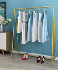 Heavy Duty Industrial Gold Tone Clothes Rail With Tough As Nails Pipe Display Rack For Bedroom Or Closet, Coat And Garment Organizer