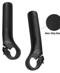 Black 110mm Aluminum Mountain Bike Bar Ends For MTB Handlebar, 6061 T6 Alloy, Ergonomic Bend With Sand Finish, non-slip design.