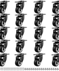 2 Inch Casters Set Of 20 Heavy Duty Industrial Caster Wheels Without Brake PU Wheels Double Ball Bearing Swivel Casters
