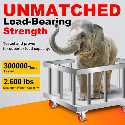 Elephant on platform showcasing Four Inch Caster Wheels Set Of Four Beefy Heavy Duty Swivel Casters with 2600 lbs load capacity