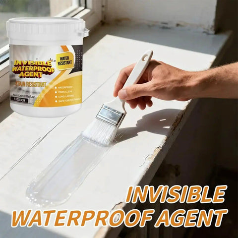 Person applying Heavy Duty Roof Sealant Waterproof Invisible Coating That Knocks Out Humidity Keeps Your Entire Home Dry As A Bone While Shutting Down Stubborn Sink Leak Spots Today on window ledge.