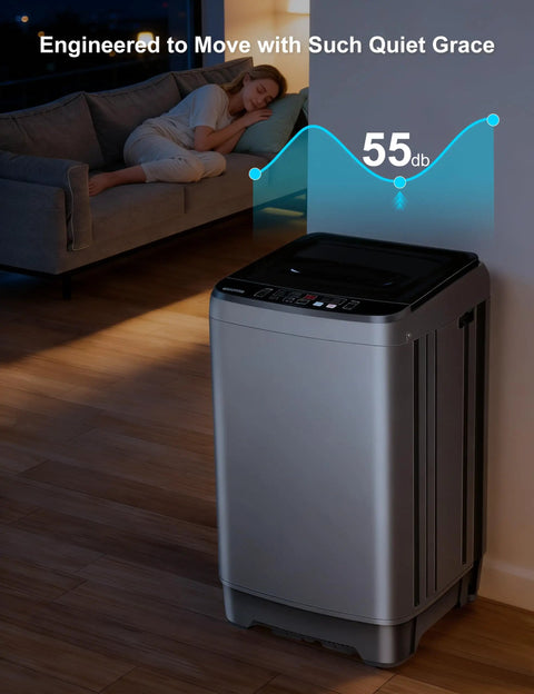 Portable Washing Machine 2 In 1 Compact Washer Built In Drain Pump 1.7 Cu Ft Self Cleaning Water Recycle Design in cozy living space